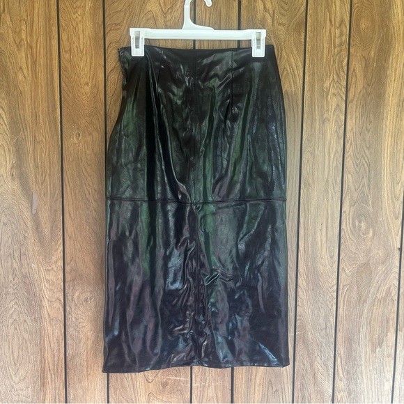 Women's Size 2 Brown Faux Leather Midi Skirt - A New Day - Picture 2 of 10